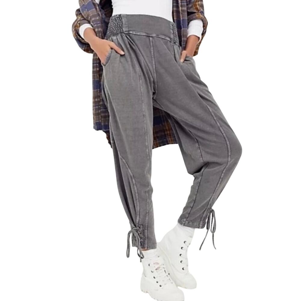 Free People FP One Billie Pants Gray Mineral Wash Lace-Up Women’s Small